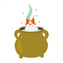 Cat In Cauldron Boiler Witches SVG, Witch Pot SVG PNG