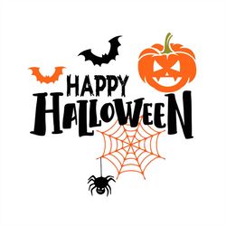 Pumpkin Spider Bat Happy Halloween SVG PNG