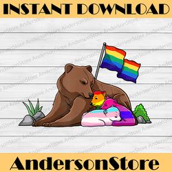 Bear Mom Free Hug LGBT Gay Transgender Pride Accepting LGBT Month PNG Sublimation Design