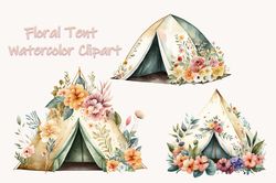 Floral Tent Watercolor Clipart