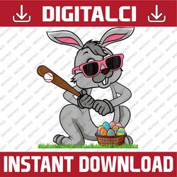 Easter Bunny Rabbit Baseball Pitcher Easter Day Png, Happy Easter Day Sublimation Design