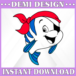 Little Mermaid Flounder as Pirate svg, png, dxf, Cartoon svg, Disney svg, png, dxf, cricut