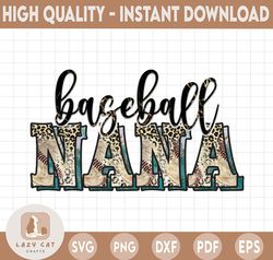Baseball Nana, Baseball Nana PNG, Baseball Nana Sublimation File Design, Leopard, Instant Digital Download
