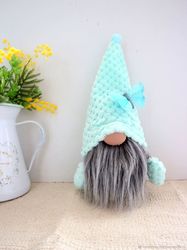 Mint plush gnome with butterfly