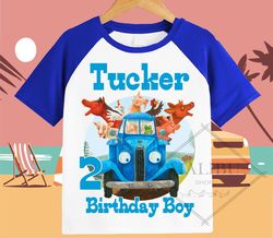 Little Blue Truck Family Personalized Shirt Birthday Custom Tshirt Unisex Kids Birthday Girl Birthday Boy Raglan Tee