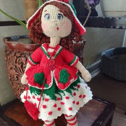 crocheted doll "little red riding hood"