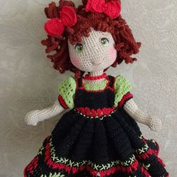 crocheted doll "slavyanochka" with a rose