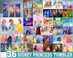 Disney Princess Tumbler Png Bundle Png, 20 oz Skinny Tumbler Png, Descendants Tumler Wrap Png, Tumbler Design