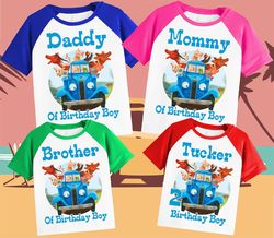 Little Blue Truck Family Personalized Shirt Birthday Custom Tshirt Unisex Kids Birthday Girl Birthday Boy Raglan Tee