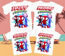 Personalized Spidey and his amazing friends T Shirt Custom Birthday Tshirt Unisex Kids Matching Family Shirts.