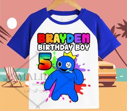 Rainbow Friends Blue Family Gift Personalized Shirt Birthday Custom Tshirt Unisex Kids Birthday Girl Birthday Boy Raglan