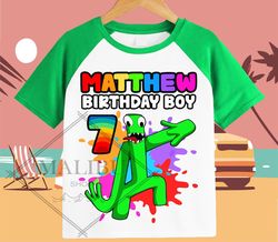 Rainbow Friends Green Family Gift Personalized Shirt Birthday Custom Tshirt Unisex Kids Birthday Girl Birthday Boy Ragla