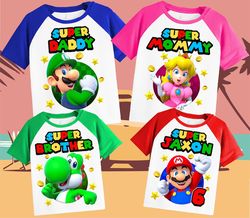 All characters Family Personalized Shirt Birthday Custom Tshirt Unisex Kids Birthday Girl Birthday Boy Raglan Tee