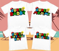 Personalized Super Mario and his amazing friends T Shirt Custom Birthday Tshirt Unisex Kids Matching Family Shirts.