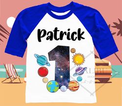 Space and Planets Birthday Boy Personalized Shirt Birthday Custom Tshirt Unisex Kids, Birthday Raglan Tee