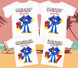 Personalized Huggy Wuggy T Shirt Custom Birthday Tshirt Unisex Kids Matching Family Shirts.