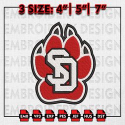 South Dakota Coyotes Embroidery files, NCAA D1 teams Embroidery Designs,  South Dakota Machine Embroidery Pattern