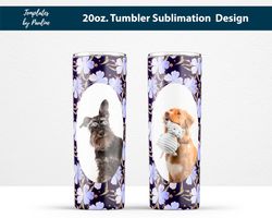 Seamless Watercolor Blue Leaves Oval Photo Tumbler Wrap