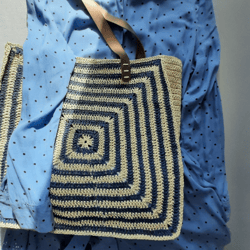 Large beach crochet raffia bag Labyrinth