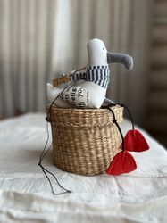 Interior textile toy seagull handmade baby shower decor car toy