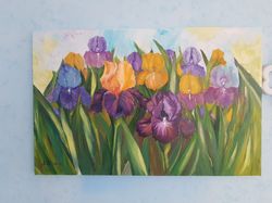 Irises.  Painting.  Original Art.  Wall Art. Oil Painting Artwork.