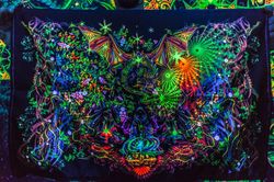 Mystical Art "Tea Master" glow UV Blacklight tapestry Wall hangings Psychedelic poster Trippy canvas Wall decor