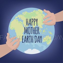 MOTHER EARTH DAY Planet Holiday Party Vector Illustration