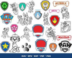 Paw Patrol Bundle Svg, Paw Patrol Svg, Paw Patrol Dog Svg,  Paw Patrol Characters Svg, Cartoon Svg, Png Dxf Eps file