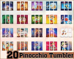 Pinocchio Tumbler Bundle Png, Pinocchio 20 oz Skinny Tumbler Png, Pinocchio Tumler Wrap Png, Tumbler Design