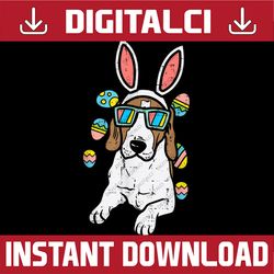 Beagle Bunny Ears Glasses Eggs Cute Easter Dog Owner Lover Easter Day Png, Happy Easter Day Sublimation Design