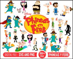 Phineas y Ferb Bundle Svg, Phineas And Ferb Svg, Phineas And Ferb Characters Svg, Disney Svg, Png Dxf Eps File