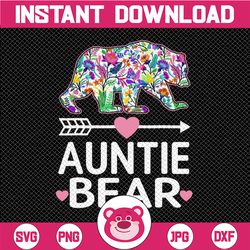 Auntie Bear png, floral blue mom, mother's day, floral png, transparent PNG, Auntie Design, Waterslide png, INSTANT DOWN