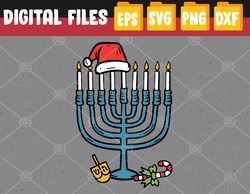 Christmas Hat Menorah Jew Hanukkah Chanukah Svg, Eps, Png, Dxf, Digital Download