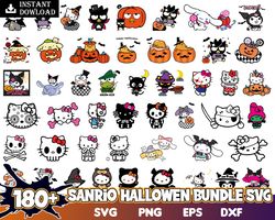 Hello Kitty Halloween Bundle Svg, Sanrio halloween Svg, Kawaii Kitty Halloween Svg, Kitty Halloween Svg Png Dxf Eps File