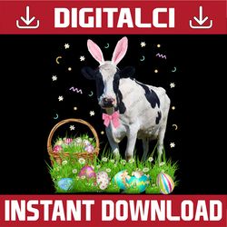 Cute Cow Easter Day Bunny Eggs Easter Day Png, Happy Easter Day Sublimation Design
