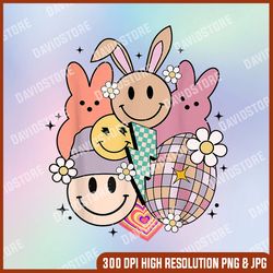 Retro Easter Shirt Easter Bunny Smile Face Groovy Easter Day, Easter Png, Happy Easter PNG, Easter Day Png, Easter