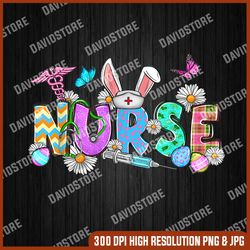 Nurse, Stethoscope Scrub Nurse Life Easter Day Cute Bunny With Eggs, Easter Png, Happy Easter PNG, Easter Day Png