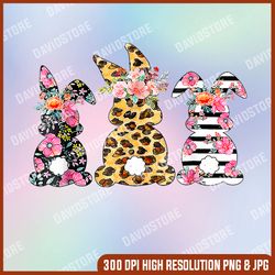 Leopard Easter Bunny Rabbit Trio Cute Easter Shirt, Easter Png, Happy Easter PNG, Easter Day Png, Easter Sublimation
