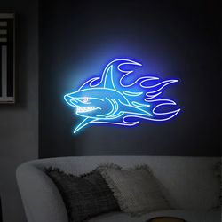 Shark Neon Sign custom Size and Color Neon Lights Decor Game Room Wall