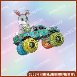 Happy Easter Day Bunny Egg riding Monster Truck Boys Kids, Easter Png, Happy Easter PNG, Easter Day Png, Easter