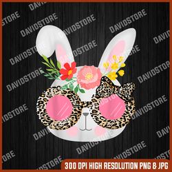 Cute Bunny Face Leopard Glasses Easter for Women Teen Girl, Easter Png, Happy Easter PNG, Easter Day Png, Easter