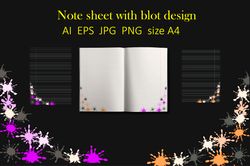 Sheets for notes with a design of blots