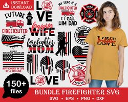 Bundle Firefighter Svg, Firefighter Svg, Firefighter Clipart, Firefighter Mom Svg, American Flag Svg, Png Dxf Eps File