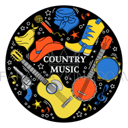 MUSIC STICKER Western Country Festival Vector Illustration