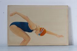 Original oil painting on stretched canvas "The Swimmer" (20*30 cm).