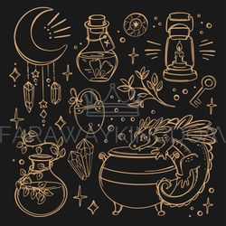 MYSTICAL SYMBOL TEMPLATE Witchcraft Esoteric Astrology Set