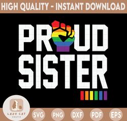 Proud Sister Svg, Pride Squad, LGBTQ svg, Gay Pride svg, Pride Month, Rainbow, Gay Flag Silhouette, Queer, Clipart, Cut