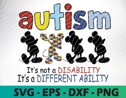 Autism Is A Different Ability Svg, Autism Mickey Mouse, Autism Awareness Month, Cut File, Ready To Press,cutting files