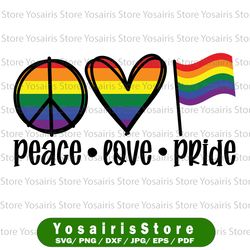 Peace Love Pride svg, Pride svg, Gay Pride clipart, Lesbian pride svg, svg files, pride sublimation Designs,Cricut svg,