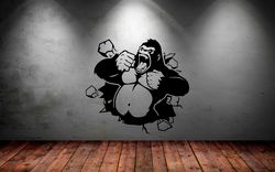 gorilla sticker, ferocious gorilla, a wild animal, car sticker wall sticker vinyl decal mural art decor